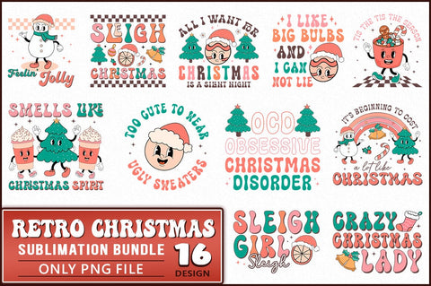 Retro Christmas Sublimation Bundle SVG Shetara Begum 