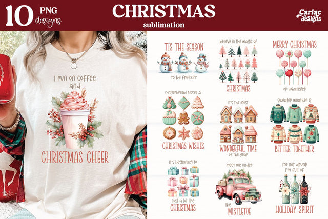 Retro Christmas Sublimation | Christmas Watercolor Sublimation Carla C Designs 
