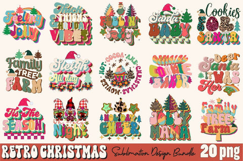Retro Christmas Sublimation Design Bundle Sublimation SVGArt 