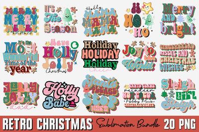 Retro Christmas Sublimation Design Bundle Sublimation SVGArt 