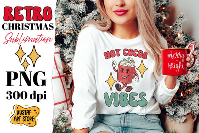 Retro Christmas sublimation design. Hot Cocoa Vibes Sublimation Yustaf Art Store 