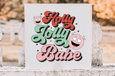 Retro Christmas Sublimation Holly Jolly Sublimation Creativeart88 