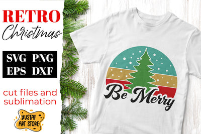 Retro Christmas SVG "Be merry" quote. vector illustration SVG Yustaf Art Store 