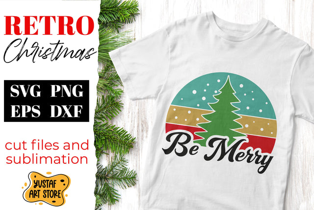 Retro Christmas SVG "Be merry" quote. vector illustration SVG Yustaf Art Store 