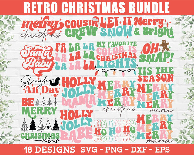 Retro Christmas SVG Bundle - Christmas Retro SVG, Vintage Christmas SVG, Groovy Christmas SVG, Christmas Shirt SVG, Christmas PNG SVG GraphicsTreasures 
