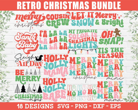 Retro Christmas SVG Bundle - Christmas Retro SVG, Vintage Christmas SVG, Groovy Christmas SVG, Christmas Shirt SVG, Christmas PNG SVG GraphicsTreasures 
