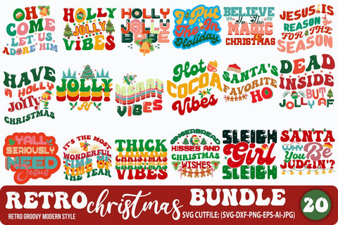 Retro Christmas svg bundle, Funny Christmas SVG , Cut File, Cricut , Clip art , Commercial Use ,Holiday SVG , Christmas Sayings Quotes , Winter, SVG Blessedprint 