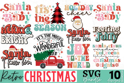 Retro Christmas SVG Bundle, Retro Christmas Bundle SVG DESIGNISTIC 