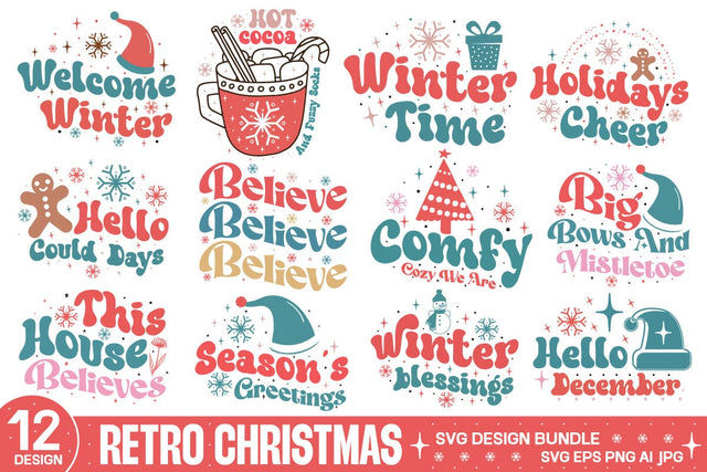 Retro Christmas Svg Bundle SVG designmaster24 