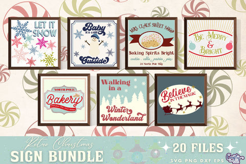 Retro Christmas Svg Bundle, Vintage Christmas Sign Old Style SVG Crafty Mama Studios 