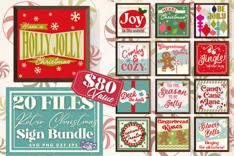 Retro Christmas Svg Bundle, Vintage Christmas Sign Old Style SVG Crafty Mama Studios 
