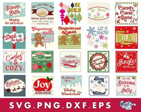 Retro Christmas Svg Bundle, Vintage Christmas Sign Old Style SVG Crafty Mama Studios 