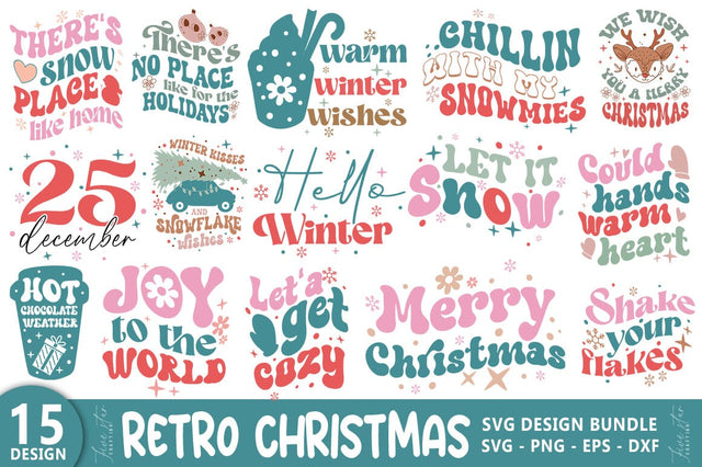 Retro Christmas SVG Bundle, Winter SVG Bundle SVG FiveStarCrafting 