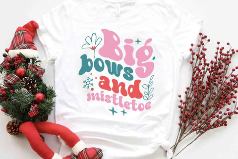 Retro Christmas SVG Design, Big bows and mistletoe SVG FiveStarCrafting 