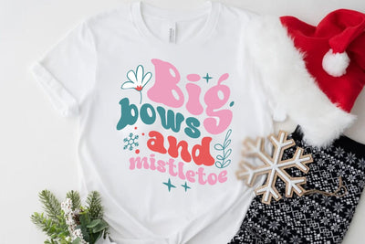 Retro Christmas SVG Design, Big bows and mistletoe SVG FiveStarCrafting 