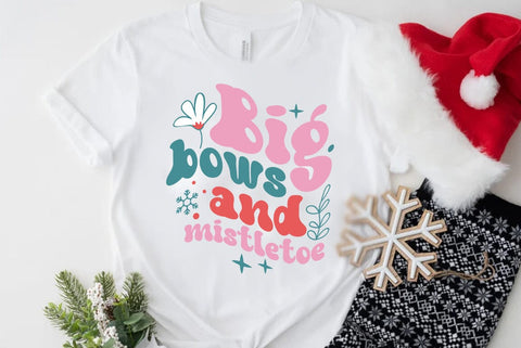 Retro Christmas SVG Design, Big bows and mistletoe SVG FiveStarCrafting 