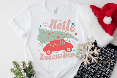 Retro Christmas SVG Design, Hello december SVG FiveStarCrafting 
