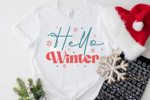 Retro Christmas SVG Design, Hello winter SVG FiveStarCrafting 
