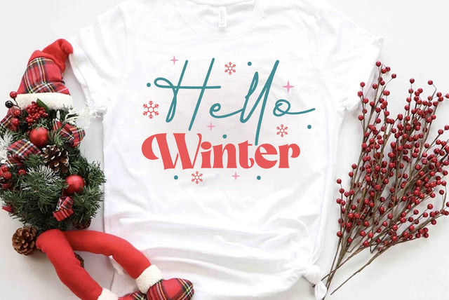 Retro Christmas SVG Design, Hello winter SVG FiveStarCrafting 