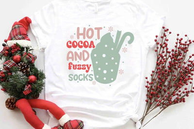 Retro Christmas SVG Design, Hot cocoa and fuzzy socks SVG FiveStarCrafting 