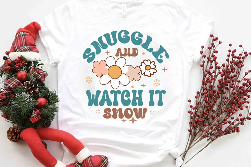 Retro Christmas SVG Design, Snuggle and watch it snow SVG FiveStarCrafting 