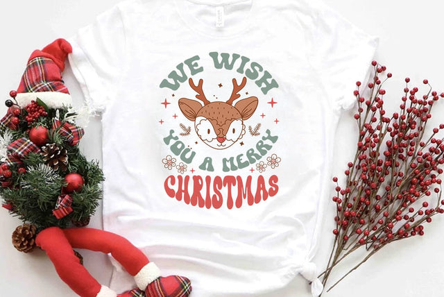 Retro Christmas SVG Design, We wish you a merry christmas SVG FiveStarCrafting 