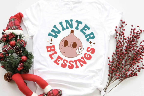 Retro Christmas SVG Design, Winter blessings SVG FiveStarCrafting 