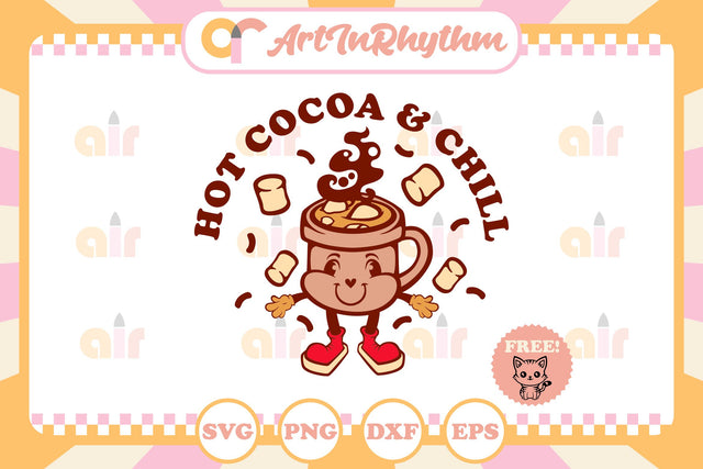 Retro Christmas svg / Hot cocoa and Chill SVG Artinrhythm shop 