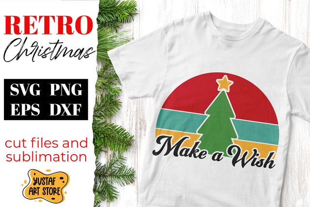 Retro Christmas SVG "Make a Wish" quote. Vintage design SVG Yustaf Art Store 