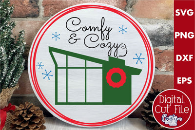Retro Christmas Svg, Mid Century Sign, Comfy And Cozy SVG Crafty Mama Studios 
