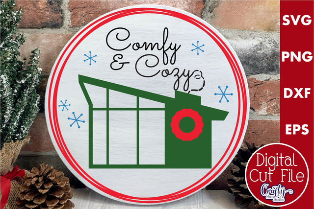 Retro Christmas Svg, Mid Century Sign, Comfy And Cozy SVG Crafty Mama Studios 