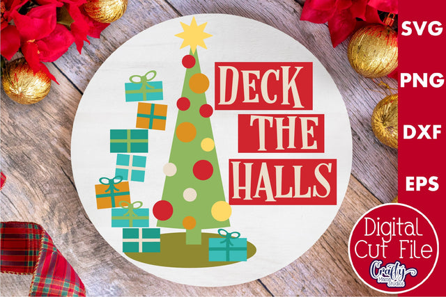 Retro Christmas Svg, Mid Century Sign, Deck The Halls SVG Crafty Mama Studios 