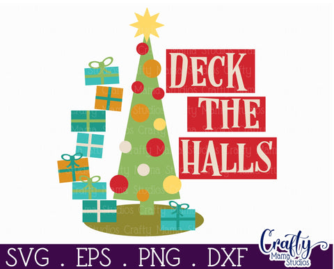 Retro Christmas Svg, Mid Century Sign, Deck The Halls SVG Crafty Mama Studios 