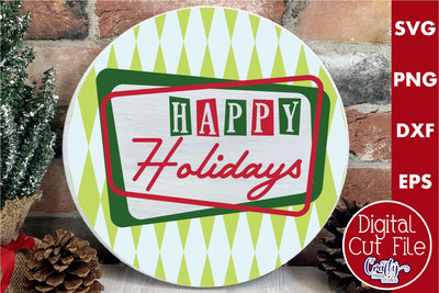 Retro Christmas Svg, Mid Century Sign, Happy Holidays SVG Crafty Mama Studios 