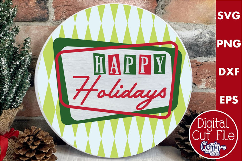 Retro Christmas Svg, Mid Century Sign, Happy Holidays SVG Crafty Mama Studios 