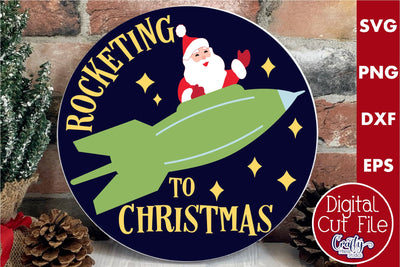 Retro Christmas Svg Mid Century Sign, Rocketing To Christmas SVG Crafty Mama Studios 