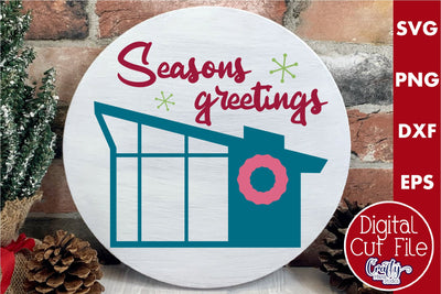 Retro Christmas Svg, Mid Century Sign, Seasons Greetings SVG Crafty Mama Studios 