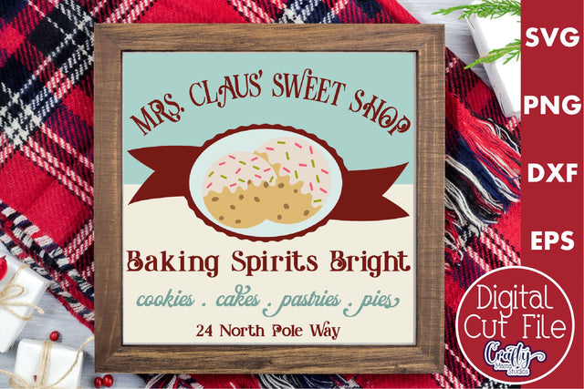Retro Christmas Svg Sign, Baking Spirits Bright SVG Crafty Mama Studios 