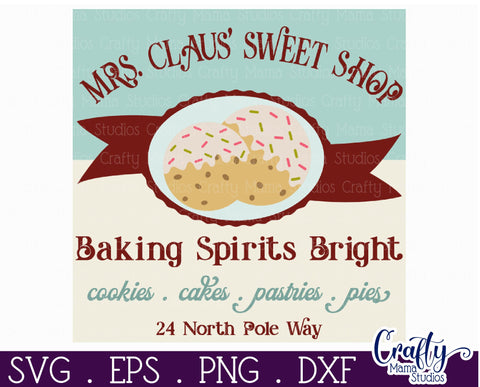 Retro Christmas Svg Sign, Baking Spirits Bright SVG Crafty Mama Studios 