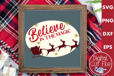 Retro Christmas Svg Sign, Believe In The Magic Holiday File SVG Crafty Mama Studios 