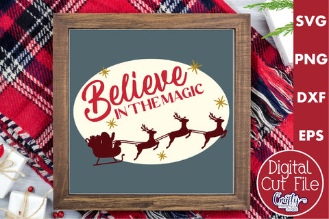 Retro Christmas Svg Sign, Believe In The Magic Holiday File SVG Crafty Mama Studios 