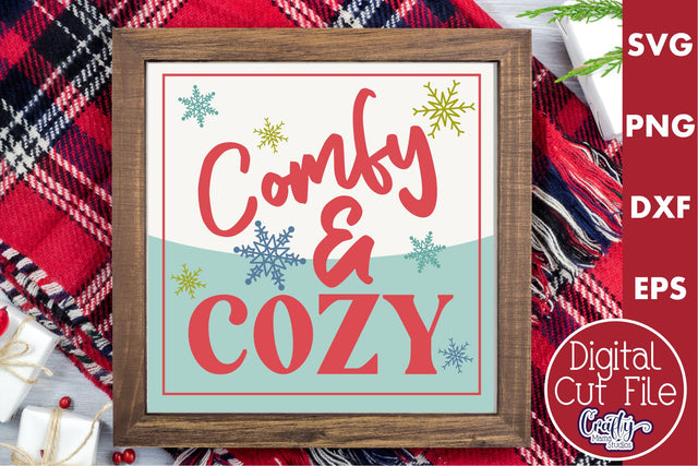 Retro Christmas Svg Sign, Comfy And Cozy Holiday Cut File SVG Crafty Mama Studios 