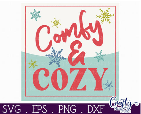 Retro Christmas Svg Sign, Comfy And Cozy Holiday Cut File SVG Crafty Mama Studios 