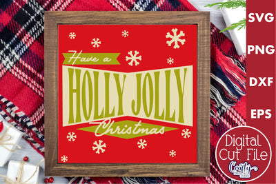 Retro Christmas Svg Sign, Holly Jolly Christmas SVG Crafty Mama Studios 