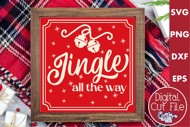 Retro Christmas Svg Sign, Jingle All The Way Holiday File SVG Crafty Mama Studios 
