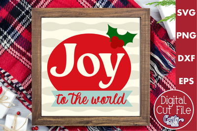 Retro Christmas Svg Sign, Joy To The World Holiday Cut File SVG Crafty Mama Studios 