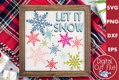 Retro Christmas Svg Sign, Let It Snow Holiday Cut File SVG Crafty Mama Studios 