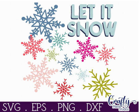 Retro Christmas Svg Sign, Let It Snow Holiday Cut File SVG Crafty Mama Studios 