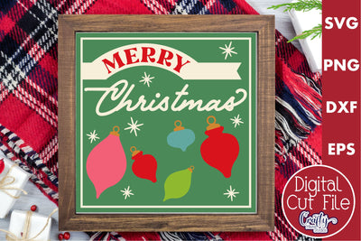 Retro Christmas Svg Sign, Merry Christmas Holiday Cut File SVG Crafty Mama Studios 