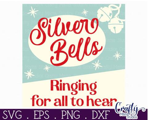Retro Christmas Svg Sign, Silver Bells Holiday Cut File SVG Crafty Mama Studios 
